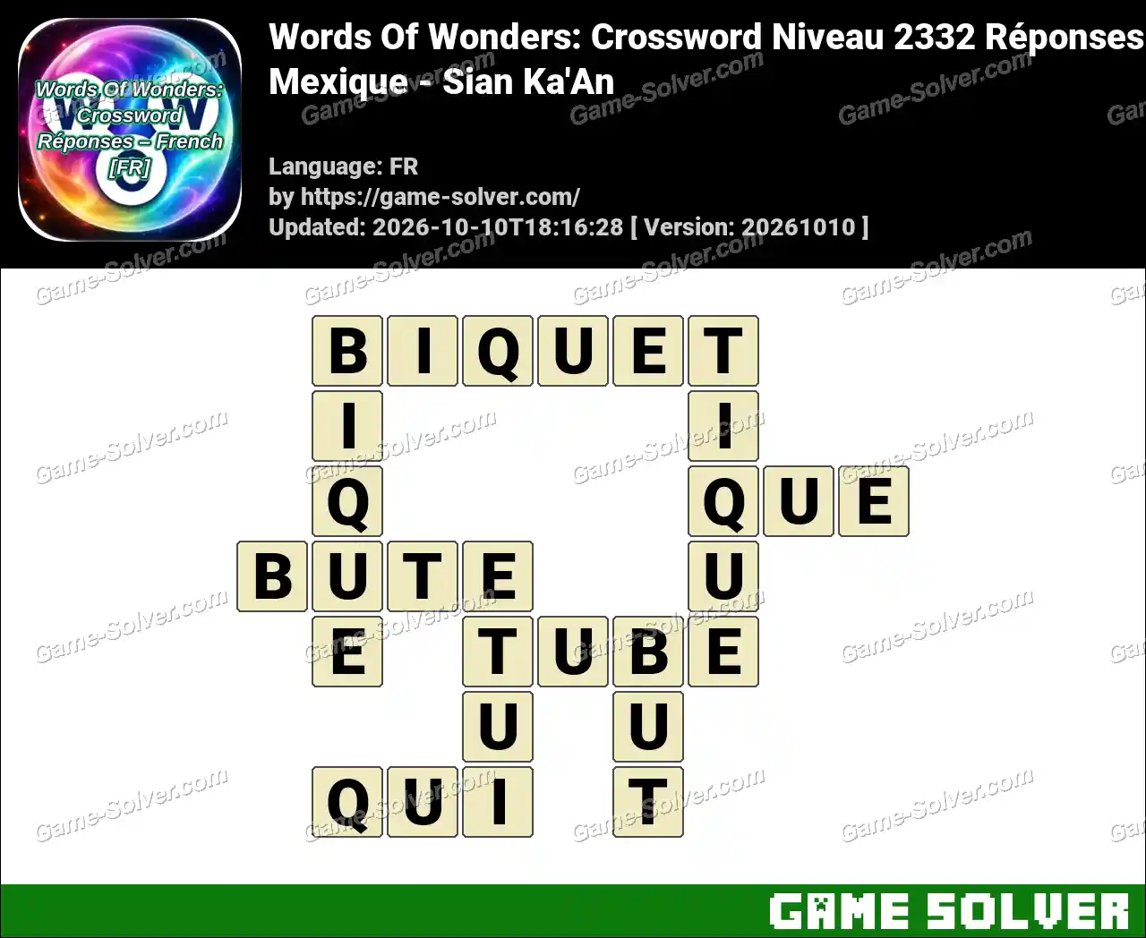 Words Of Wonders: Crossword Niveau 2332 Réponses – Mexique – Sian Ka’An